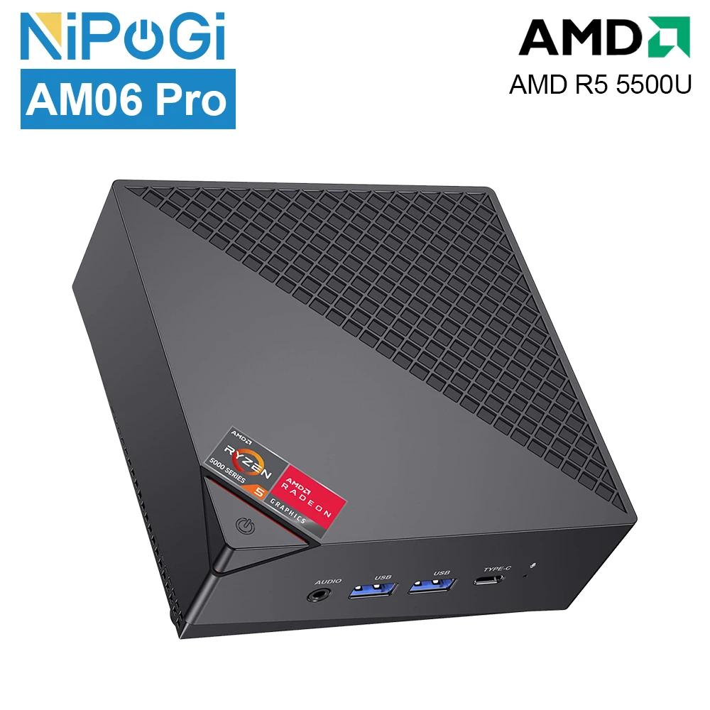 NIPOGI AM06  ̹ ̴ PC, AMD Ryzen R5 5500U, Windows 11 Pro ũž ǻ, 16GB DDR4 512GB Nvme SSD, 繫 ǻ